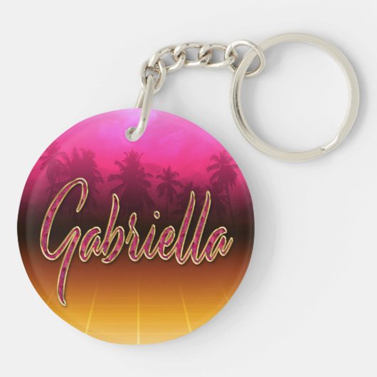 Gabriella prénom nom porte-clés rose (Dos)