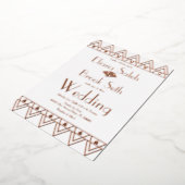 Gabsty Heart Border Gold Wedding geperst Folie Uitnodiging (Gedraaid)