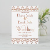 Gabsty Heart Border Gold Wedding geperst Folie Uitnodiging (Staand Voorkant)