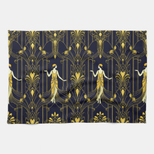 Gabsy goud en zwart decoratief patroon theedoek