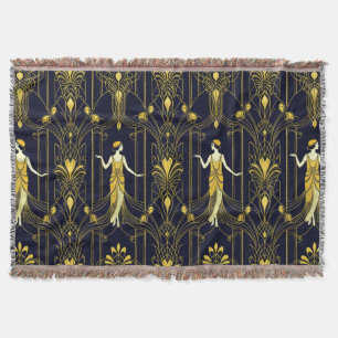 Gabsy gouden en zwarte decoratieve patroon deken