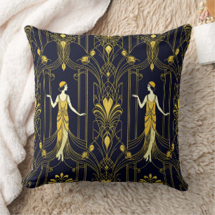 Gabsy gouden en zwarte decoratieve patroon kussen