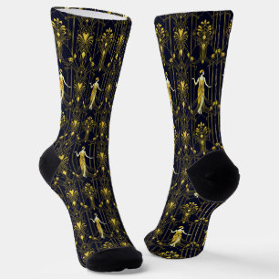 Gabsy gouden en zwarte decoratieve patroon sokken
