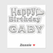 Gaby Happy Birthday silver Aufkleber Sticker (Vel)