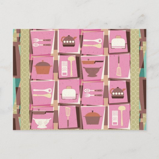 Gadgets de cuisine - Carte postale rose (ou carte  (Devant)