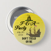 Gadsden - Tea Party Alsof het 1773 Button is (Voorkant /achterkant)