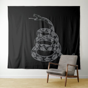 Gadsden-vlag 'Dreig niet op mij' in grijs Wandkleed