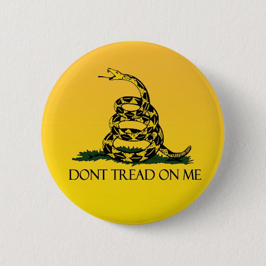 Gadsden vlag, gele achtergrond ronde button 5,7 cm (Voorkant)