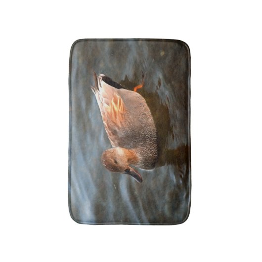 Gadwall Duck Drake op het meer Badmat (Voorkant Verticaal)