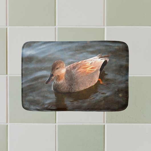 Gadwall Duck Drake op het meer Badmat
