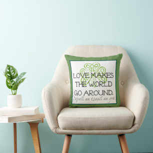 Gaelic Love Quote & Shamrock Kussen