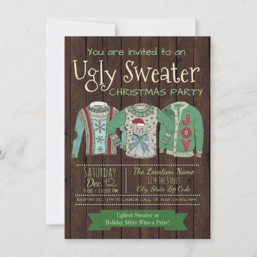 Gaffe Sweat Noël Invitations Rustique (Devant)