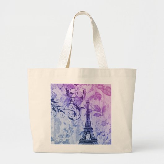  gaffel - paars - franse eiffeltoren grote tote bag (Voorkant)