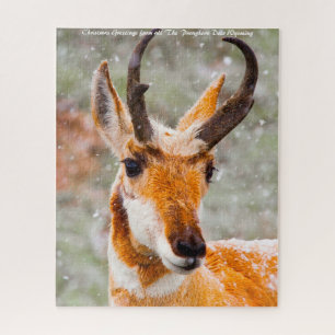 Gaffelhoorn Hert Wyoming. Kerstgroeten Legpuzzel