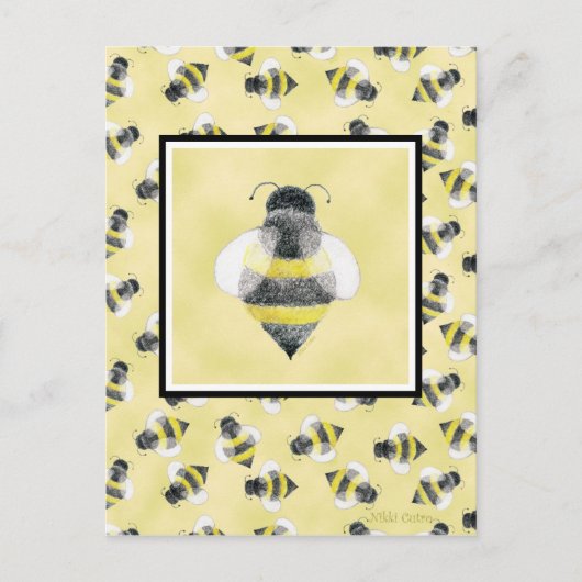 Gaffez la carte postale d'illustration d'abeille (Devant)