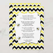 Gaffez la note de Merci de baby shower d'abeille (Devant / Derrière)