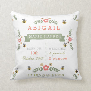 Gaffez le coussin floral de stat de bébé de jardin