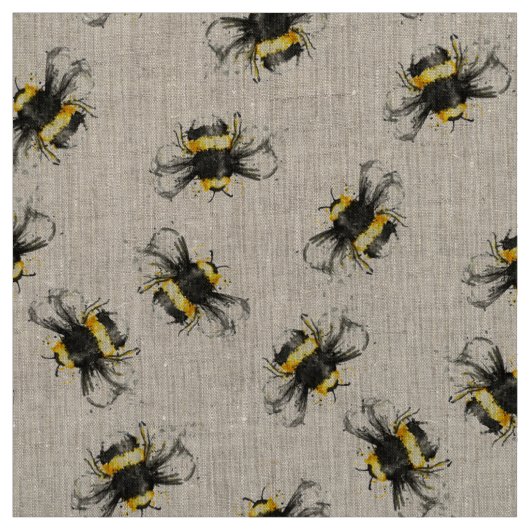 Gaffez le tissu d'impression d'abeille - naturel (Échantillon)