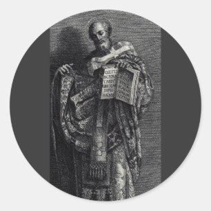 Gafische kunst van Sint Athanasius van Alexandrië Ronde Sticker