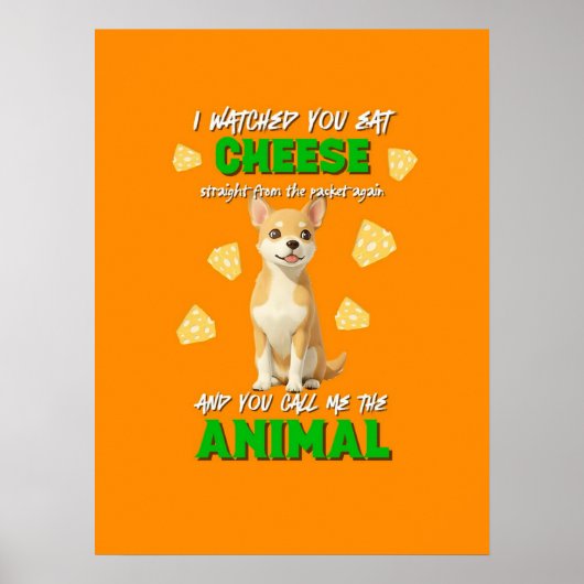 Gaga & Grumps Cheese Animal Funny Oranje Chihuahua Poster (Voorkant)