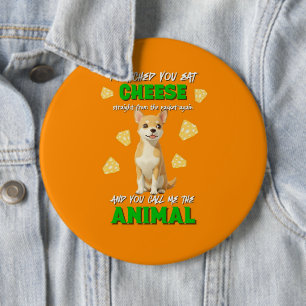 Gaga & Grumps Cheese Animal Funny Oranje Chihuahua Ronde Button 6,0 Cm