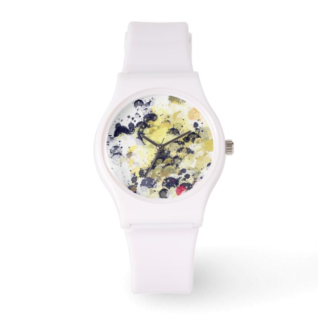 GaGa Wit Splashed polshorloge Horloge (Voorkant)