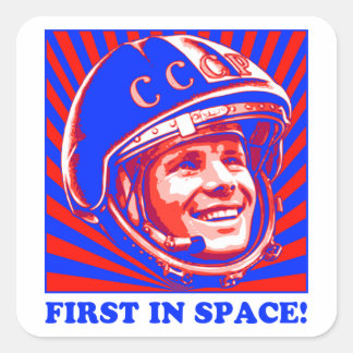 Gagarin Г Ю г и Vierkante Sticker