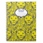 Gahanna Leeuwen Retro Patroon Blauwe Gele Spiraal Notitieboek (Voorkant)