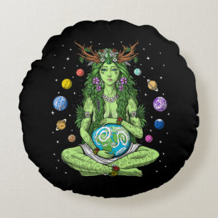 Gaia Moeder Earth Goddess Rond Kussen