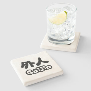 Gaijin 外 人   Kanji Nihongo Japans Taal Stenen Onderzetter