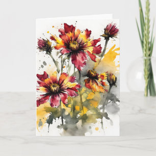 Gaillardia - Waterverf bloemen Kaart