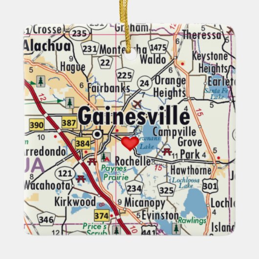 Gainesville Florida Map Keramisch Ornament (Voorkant)