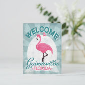 Gainesville Florida Pink Flamingo Retro Briefkaart (Staand voorkant)