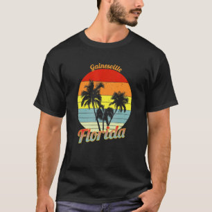 Gainesville Florida Retro Tropical Palm Trees Vaca T-shirt