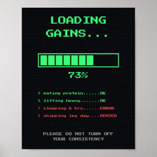 Gains Laden Retro Pixel Gamer Gym Poster