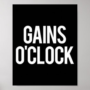 Gains O'clock Funny Gym Gewichtheffen Bodybuilding Poster