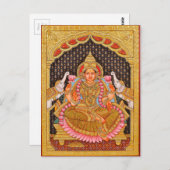 GAJA LAKSHMI INTRICATE TANJORE PAINTING {SOUTH IND BRIEFKAART (Voorkant / Achterkant)