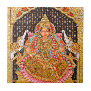 GAJA LAKSHMI INTRICATE TANJORE PAINTING {SOUTH IND TEGELTJE