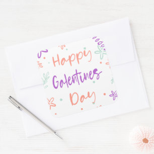 Gal Pals Happy Galentines Day Valentijnse bloemen Vierkante Sticker