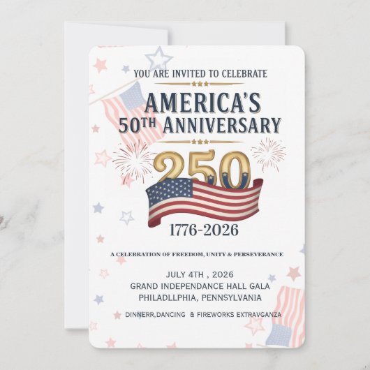 Gala 250ste verjaardag van Amerika in het Independ Kaart (Voorkant)