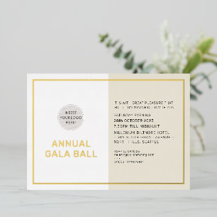GALA BALL bedrijf logo formeel neutraal ivoorgoud Folie Uitnodiging