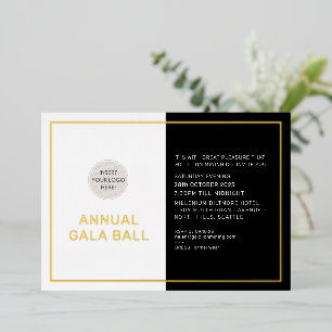 GALA BALL bedrijfslogo formeel zwart gala goud Folie Uitnodiging