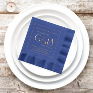 Gala Ball Charity Fundraiser Elegant Navy Gold Folie Servetten