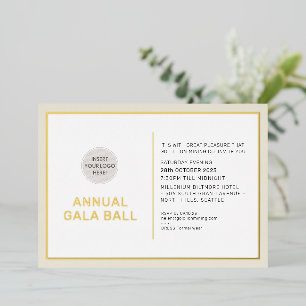 GALA BALL logo modern minimaal ivoorgoud Folie Uitnodiging