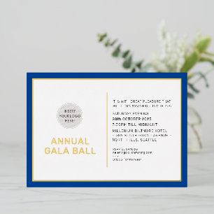 GALA BALL logo modern minimaal koninklijk blauw go Folie Uitnodiging