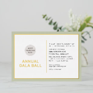 GALA BALL logo modern minimal salie groen goud Folie Uitnodiging