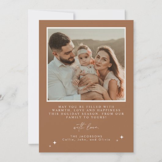 GALA Boho Terracotta Boog Merry & Bright Kerstmis Kaart (Achterkant)