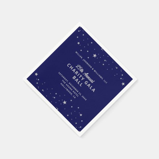 Gala Event Charity Ball Elegant Blauw Zilver Sterr Servet (Hoek)