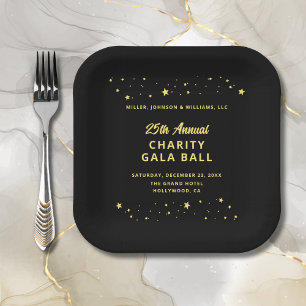 Gala Event Charity Ball Fundraiser Black Gold Star Papieren Bordje