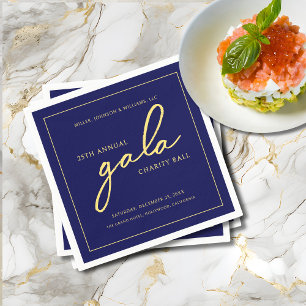 Gala Event Charity Fundraiser Elegant Blauw Goud Servet